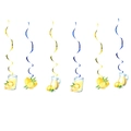 Lemon themed party spiral hanging decorations set with yellow and blue PVC swirls - Hanging Swirls 6PCS
