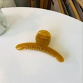 Elegant curved amber hair claw clip in translucent acrylic for securing thick hair - Autumn Yellow