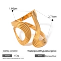Anello aperto in acciaio inossidabile dorato con design ondulato e traforato 5.3g - Stile S-Shape Aerodinamico (JDRW2405030)