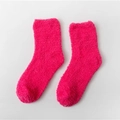 Soft pink coral fleece mid-calf socks for women with warm plush texture and cozy fit - One Size / Rose Red
