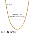 Gold stainless steel twisted chain necklace with 0.3cm width and adjustable 45cm length - Twist Chain Style (NB-N1282)