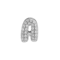 Polished silver letter A charm with pave-set clear zircon stones for DIY bracelets - Letter A / Silver