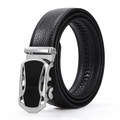Cintura automatica in vera pelle da uomo business casual in vacchetta con fibbia - Stile 5 Logo Auto Argento