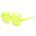 Oversized irregular square sunglasses in neon yellow green with thick stylish frames - One Size / Green Frame / Green Lens