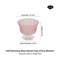 Pink frosted cherry blossom glass dessert cup with wave petal rim and 240ml capacity - Cherry Blossom