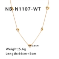 Detailansicht der 18k vergoldeten Halskette mit Herz-Zirkonia-Anhängern und Abmessungen - Herzanhänger (NB-N1107-WT) / Weißer Zirkonia