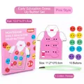 Gioco di allacciatura vestito rosa in legno con bottoni colorati e cordino per abilità - Botoni da Infilare - Rosa