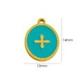 Ciondolo dorato con smalto turchese e motivo a croce, misura 14x10mm - Croce Ovale