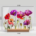 Floral acrylic table decor with dimensions 21x15cm featuring wood base and stained glass style - Style BTU426 With Large Wood Base