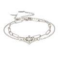 Double-layer stainless steel bracelet with witch knot pendant and paperclip chain - Paperclip Chain Style / Silver