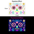 Fluorescent Day of the Dead face tattoo sticker JFY-008 for neon Halloween party 17x12cm - Gold Powder Fluorescent JFY-008