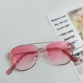Pink gradient floral kids sunglasses with daisy flower metal frames for girls - Pink Flower