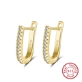 Polished S925 sterling silver U-shaped gold earrings with sparkling zircon inlay - SE118-Gold U-Shape Zirconia