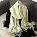 Light green cashmere-style tassel scarf for women in trendy autumn winter fashion - Mint Green