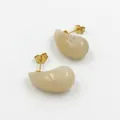 Elegant teardrop moonstone earrings with gold metal stud backs in a beige finish - White
