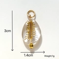 DIY Harzanhänger in Tropfenform mit Goldmuschel-Inlay für Ketten, 3cm x 1.4cm - Harz / Legierung / Transparenter Tropfenanhänger Mit Goldinlay