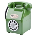Retro rotary phone piggy bank in glossy green with a vintage coin slot design - Tall Retro Telephone Green
