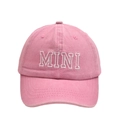 Pink washed cotton baseball cap featuring white embroidered MINI letter on the front - Kids Style(MINI) / Pink