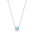 Colgante de cristal azul claro de corte octogonal en cadena de plata S925 - Especificación de 6mm