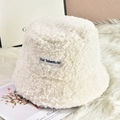 Winter faux shearling bucket hat in creamy white with Kal Talento M letter patch - One Size / White