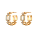 Schicke 18K vergoldete Edelstahl C-Ohrringe mit weißem Emaille-Finish - Babyblau