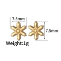 Golden snowflake stud earrings in 18K gold stainless steel measuring 7.5mm x 7.5mm - Six-Petal Flower