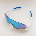 White pilot cycling sunglasses for children with vibrant purple reflective lenses - White Frame Blue Mirrored Lens