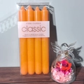 Set of four 20cm orange tapered dinner candles in a clear box for home decor - 4Pcs Set / Orange
