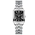 Chenxi men's business quartz watch with silver steel strap and black tonneau dial - Women Black Artistic