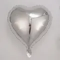Glossy silver 18-inch heart-shaped foil balloon for romantic party decorations - Silver