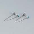Elegant 925 silver chain drop earrings with vibrant turquoise gemstone accents - Platinum (Turquoise)