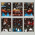 Christmas window static stickers featuring Santa, reindeer, and snowflakes on a white window - 6-Pack Combination BQ405+410+413+(426-428)