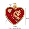 Artistic gold heart pendant charm with red glitter inlay and star detail for DIY jewelry - Red-Star Relievo Heart