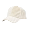 Klassieke crème corduroy baseballpet met verticale streeptextuur en verstelbare achterkant - Eén maat / Broken Wit