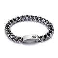 Herren Punk Armband aus Titanstahl mit mechanischem Verschluss in antikem Silberglanz - Vintage Antik Silber Panzerkette Stil (KB79020-BD)