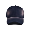 Detailed close-up of navy blue baseball cap showing breathable eyelets and twill fabric texture - Navy Blue