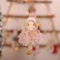 Pink Christmas angel doll pendant with golden wings and a festive bell ornament - Pink