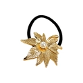 Punk-Stil goldene Metallblatt-Haargummi mit einem weißen Perlen-Akzent - Ahornblatt mit Perle