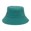 Solid teal green cotton bucket hat with stitched brim and side ventilation eyelets - Dark Green