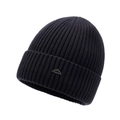 Dunkelblaue Winter-Strickmütze mit Berg-Logo und warmen Rippenstrukturen für Herren - Marineblau