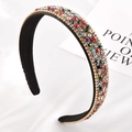 Sparkling wide headband featuring colorful rhinestones on a stylish black base fabric - Colorful Zirconia