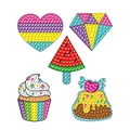 5D DIY diamond painting stickers for kids featuring rainbow cake and watermelon shapes - 906-3/5Pcs Set