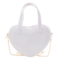 Mini borsa a mano bianca a forma di cuore con catena dorata e manico superiore - Bianco