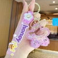 Purple honey bear keychain with liquid sakura sakura festival cherry blossom charm - Sakura - Purple