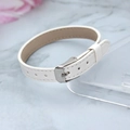 DIY 10mm white leather wristband with silver metal buckle and adjustable holes - 10MM PU Leather Wristband-White (Square Buckle)