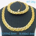 Gold braided multi-layer snake chain necklace and bracelet set displayed on a bust - 2.5mm Gold 5-Layer Braid (Bracelet 18cm + 5cm Extender)