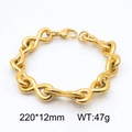 Pulsera de eslabones de infinito dorada pulida de acero inoxidable con acabado brillante - Color Dorado (KB185476-Z)