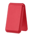Magnetic leather wallet for iPhone 16 in vibrant red with stitching and MagSafe support - Red