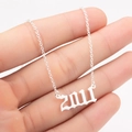 Silver 2011 gothic number pendant necklace in polished stainless steel for women - 2011 / Steel