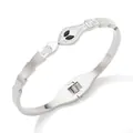 Bracelet serpent en acier argenté avec pierres noires et cristaux pavés étincelants - Argenté